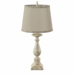 Promo ❤️ StyleCraft Home Collection StyleCraft Mackinaw Distressed Green Table Lamp - Off-White Hardback Fabric Shade 🌟