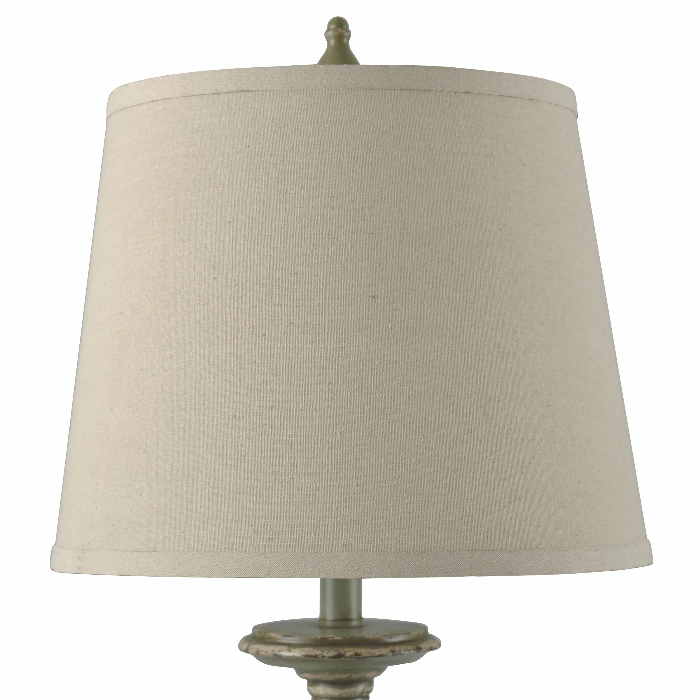 Promo โค๏ธ StyleCraft Home Collection StyleCraft Mackinaw Distressed Green Table Lamp - Off-White Hardback Fabric Shade ๐ - Image 7