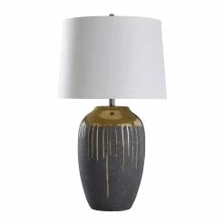 Budget 🤩 StyleCraft Home Collection StyleCraft Marloe 35-inch Gold Reflective Drip And Textured Ceramic Table Lamp 😀