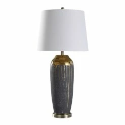 Buy 🎁 StyleCraft Home Collection StyleCraft Marloe 37-inch Gold Reflective Drip And Textured Ceramic Table Lamp 🌟