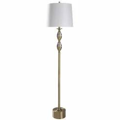 Budget 👏 StyleCraft Home Collection StyleCraft Matlock Crystal Glass And Brass Metal Floor Lamp 🧨