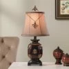Best deal 😉 StyleCraft Home Collection StyleCraft Maximus Bronze Mini Accent Table Lamp With Fleur De Lis Pendant - Beige Fabric Shade 🎉