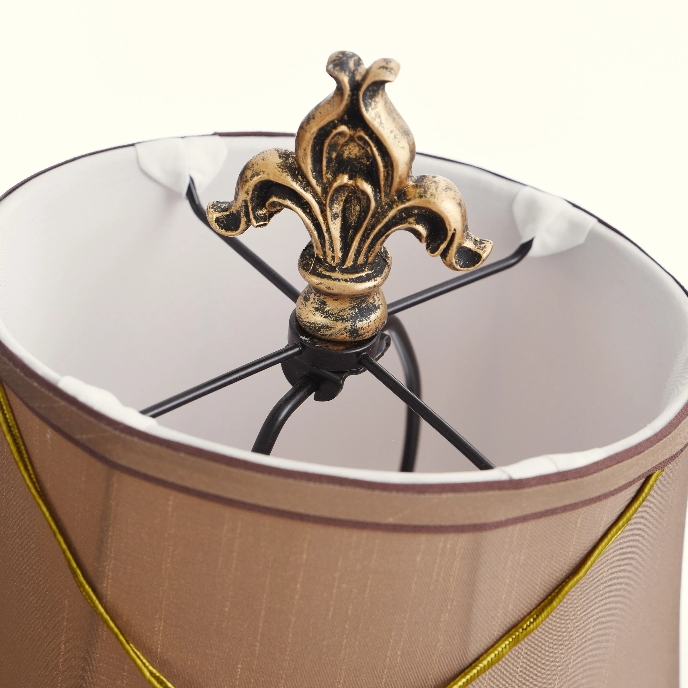 Best deal ๐ StyleCraft Home Collection StyleCraft Maximus Bronze Mini Accent Table Lamp With Fleur De Lis Pendant - Beige Fabric Shade ๐ - Image 5