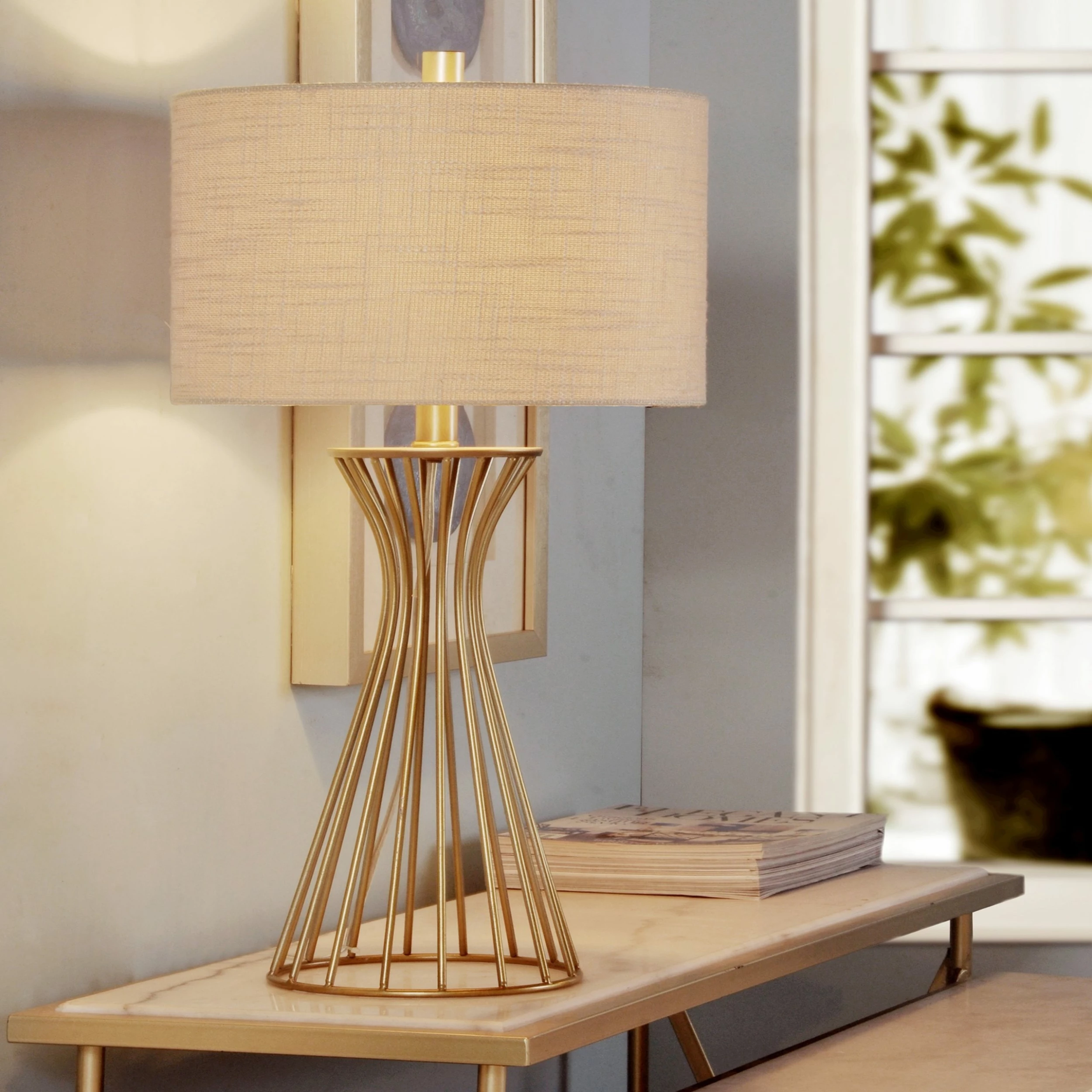 Deals 💯 StyleCraft Home Collection StyleCraft McPartland Champagne Gold Table Lamp - Oatmeal Shade 😉 - Image 5