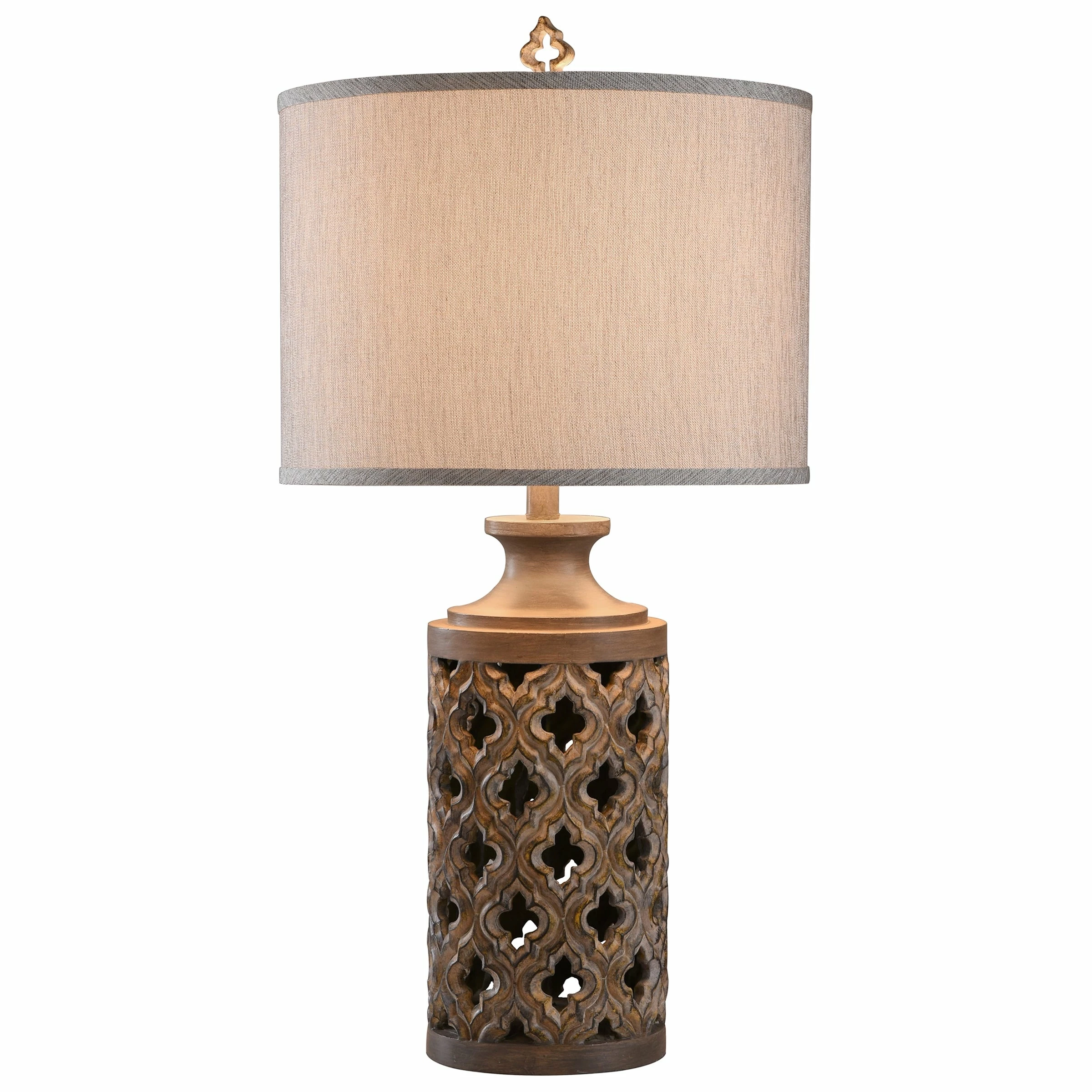 New π StyleCraft Home Collection StyleCraft Moroccan Stormy Skies Vincent Gray Table Lamp - Gray Shade π - Image 2