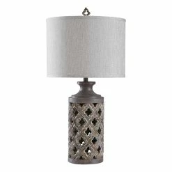 New 😉 StyleCraft Home Collection StyleCraft Moroccan Stormy Skies Vincent Gray Table Lamp - Gray Shade 😀