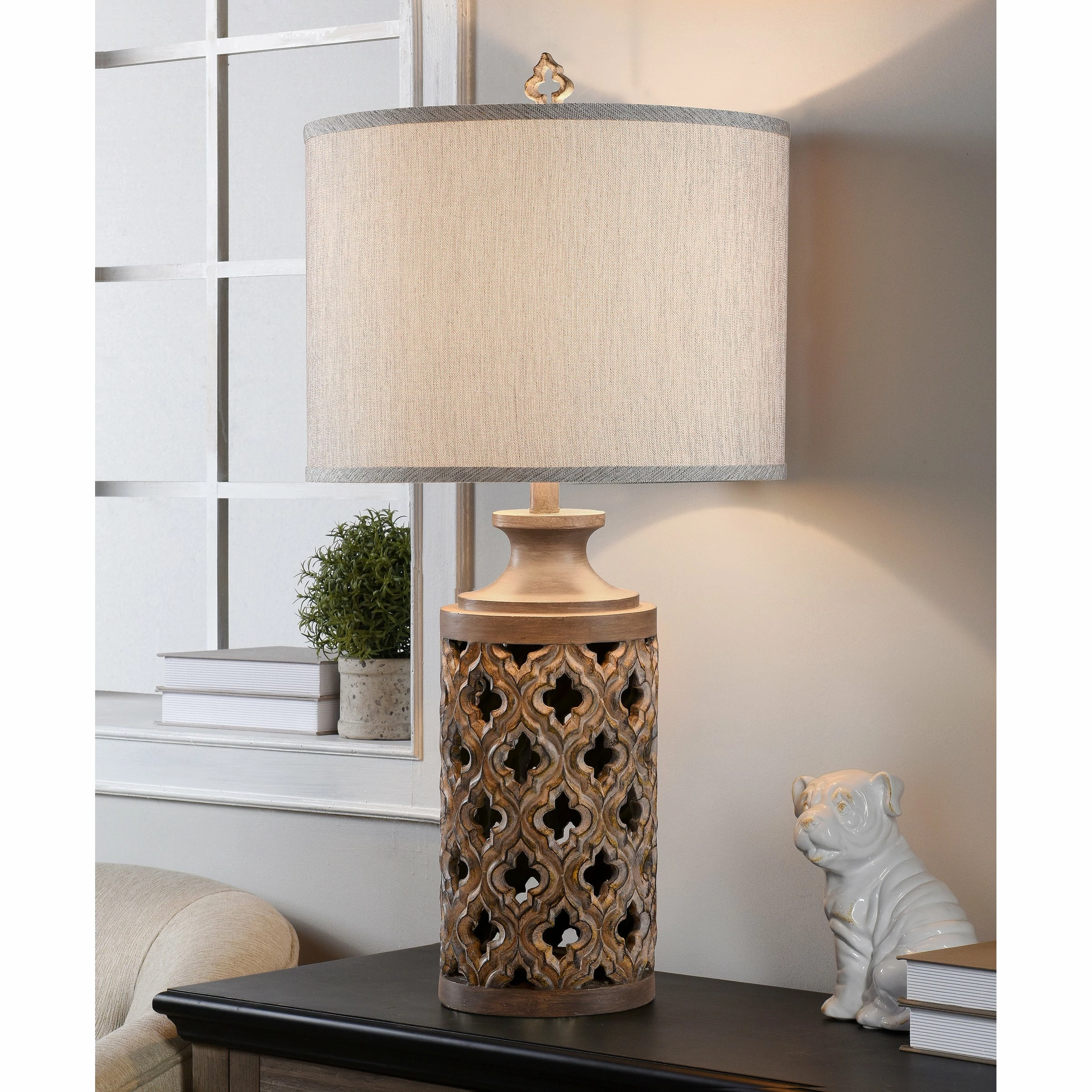 New π StyleCraft Home Collection StyleCraft Moroccan Stormy Skies Vincent Gray Table Lamp - Gray Shade π - Image 5