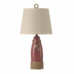 Deals 👍 StyleCraft Home Collection StyleCraft Nantucket Red Table Lamp - Cream Hardback Canvas Shade 👏