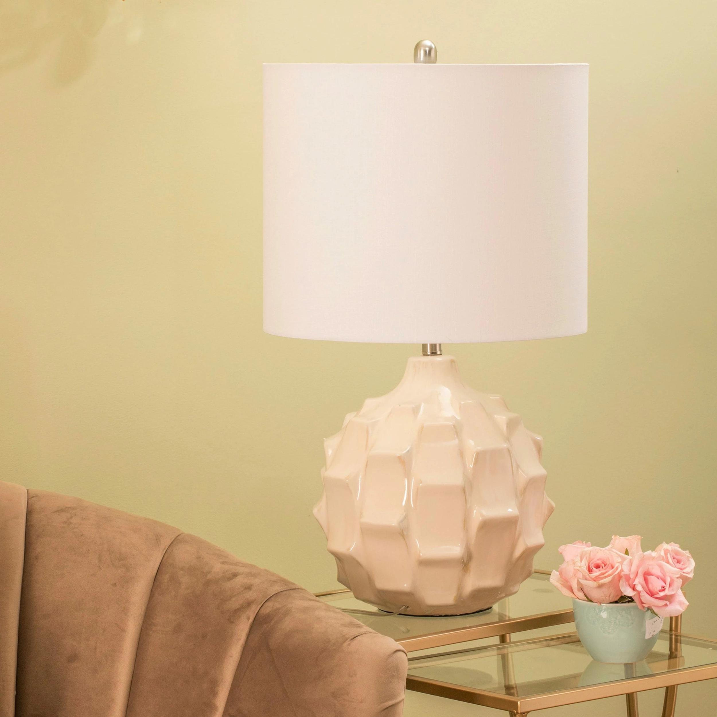 Budget ❤️ StyleCraft Home Collection StyleCraft Naxos White Ceramic Table Lamp - White Shade 🥰 - Image 3