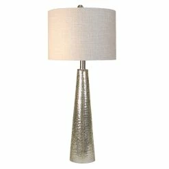 Budget ✨ StyleCraft Home Collection StyleCraft Northbay Mercury Glass Table Lamp - Off-white Hardback Fabric Shade 👏