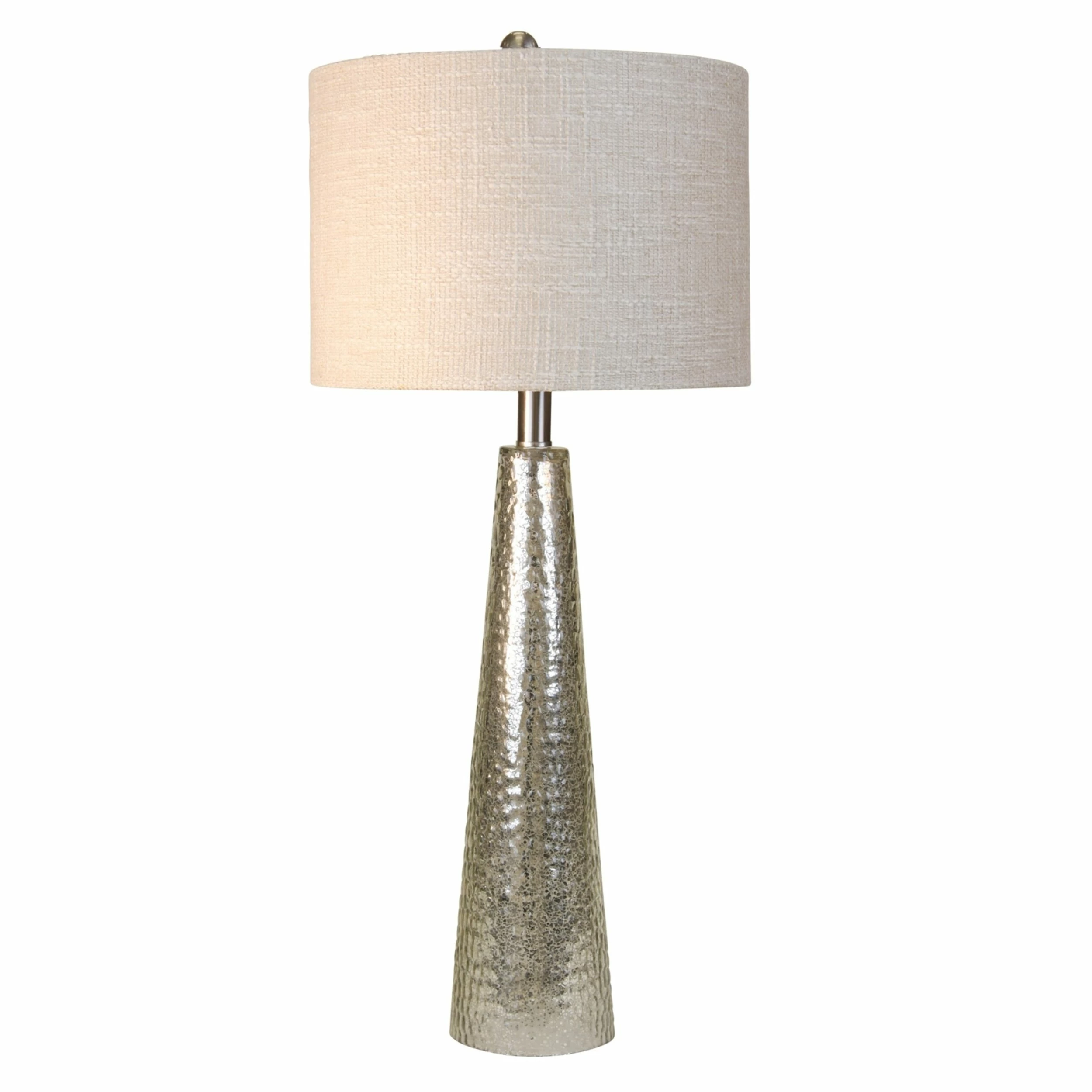 Budget โจ StyleCraft Home Collection StyleCraft Northbay Mercury Glass Table Lamp - Off-white Hardback Fabric Shade ๐