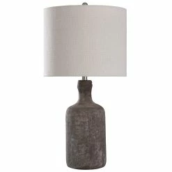 Top 10 👏 StyleCraft Home Collection StyleCraft Olney Textured Concrete Table Lamp With Off-White Linen Drum Shade Dark Gray ✨