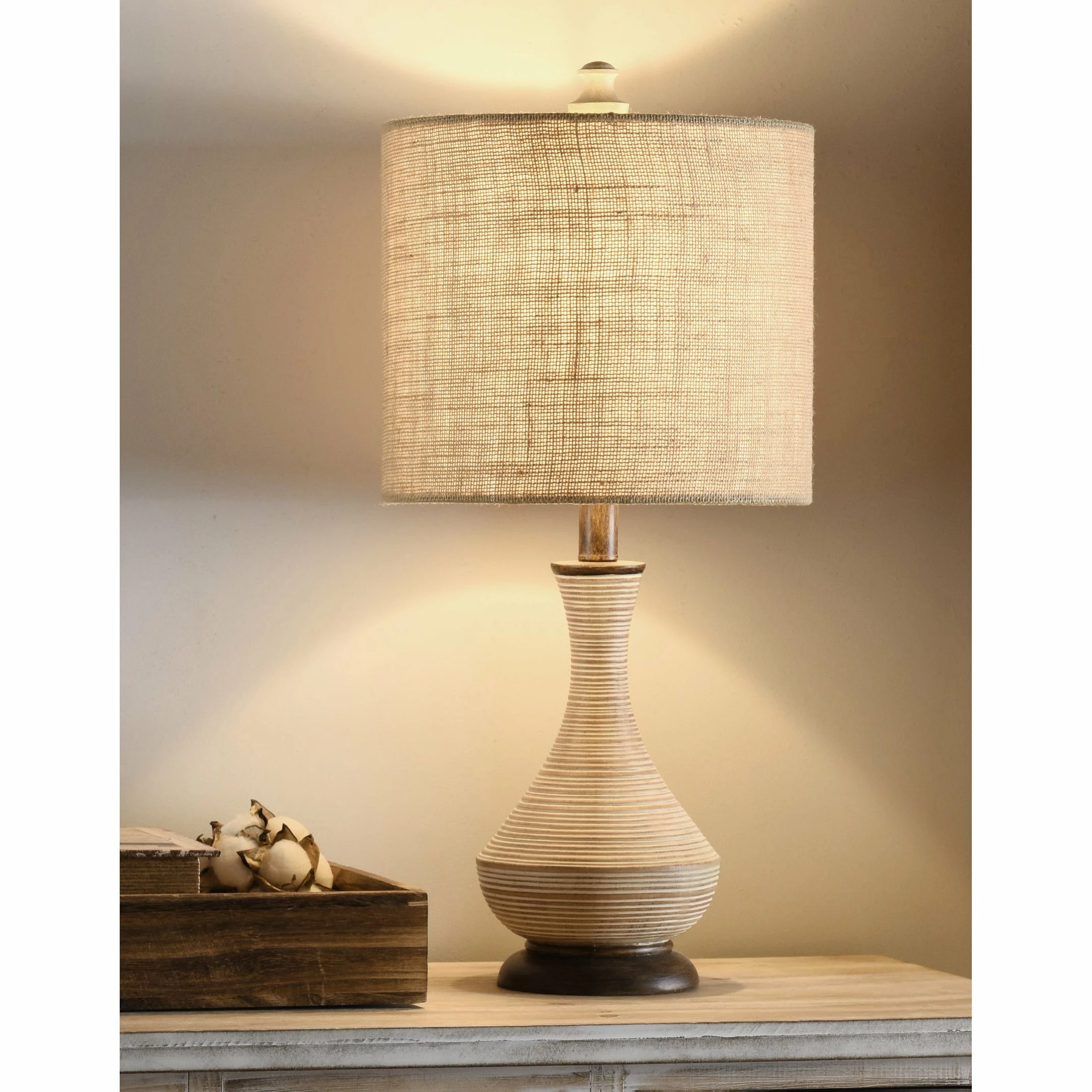 Deals π StyleCraft Home Collection StyleCraft Pamela Tan Table Lamp - Burlap Shade π