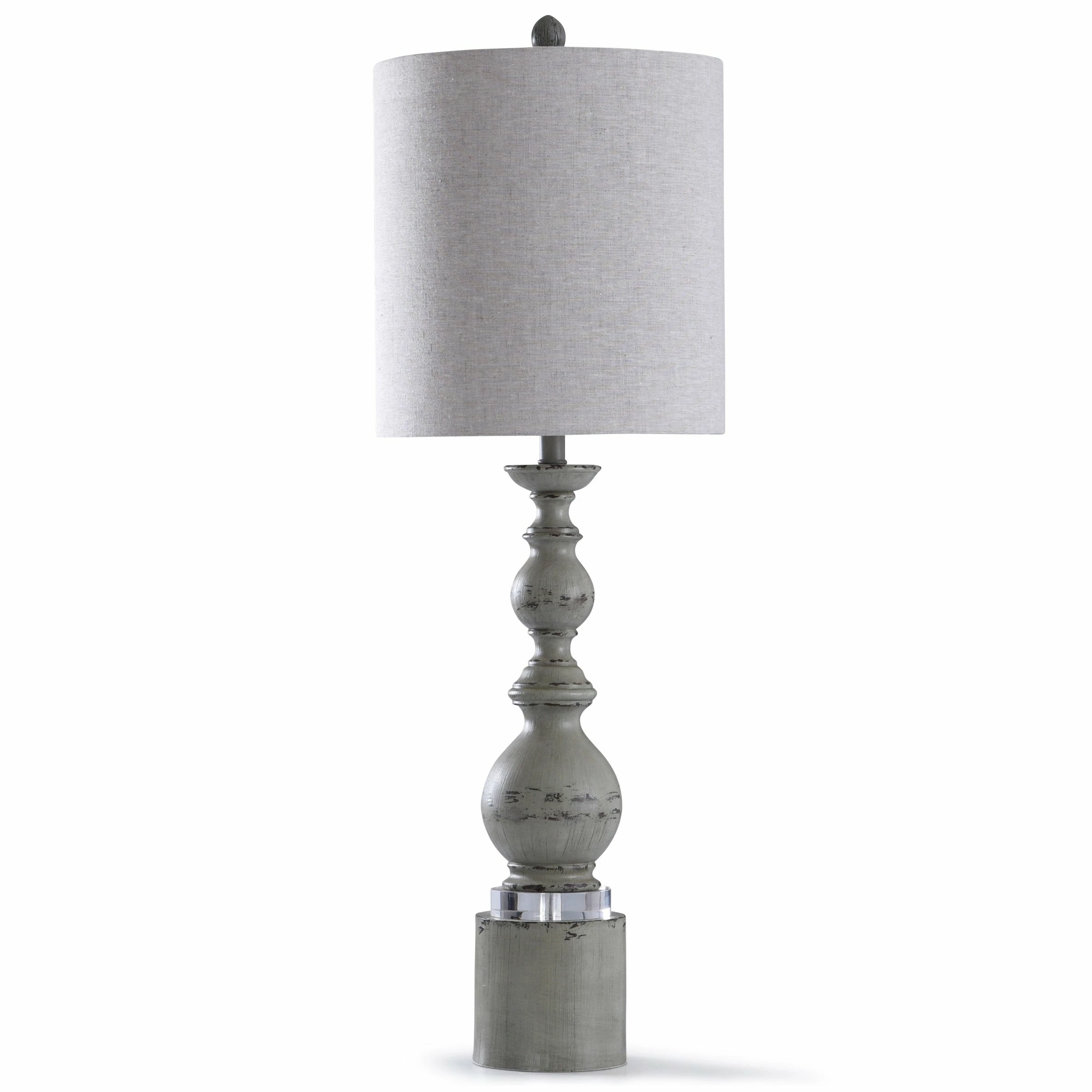 Best reviews of 𧨠StyleCraft Home Collection StyleCraft Pateley Distressed Blue Gray Spindle Table Lamp With Clear Acrylic Detail And Oatmeal Drum Shade π