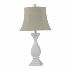 Deals 🧨 StyleCraft Home Collection StyleCraft Poly Sand Dollar White Table Lamp - Oatmeal Softback Fabric Shade 🔔