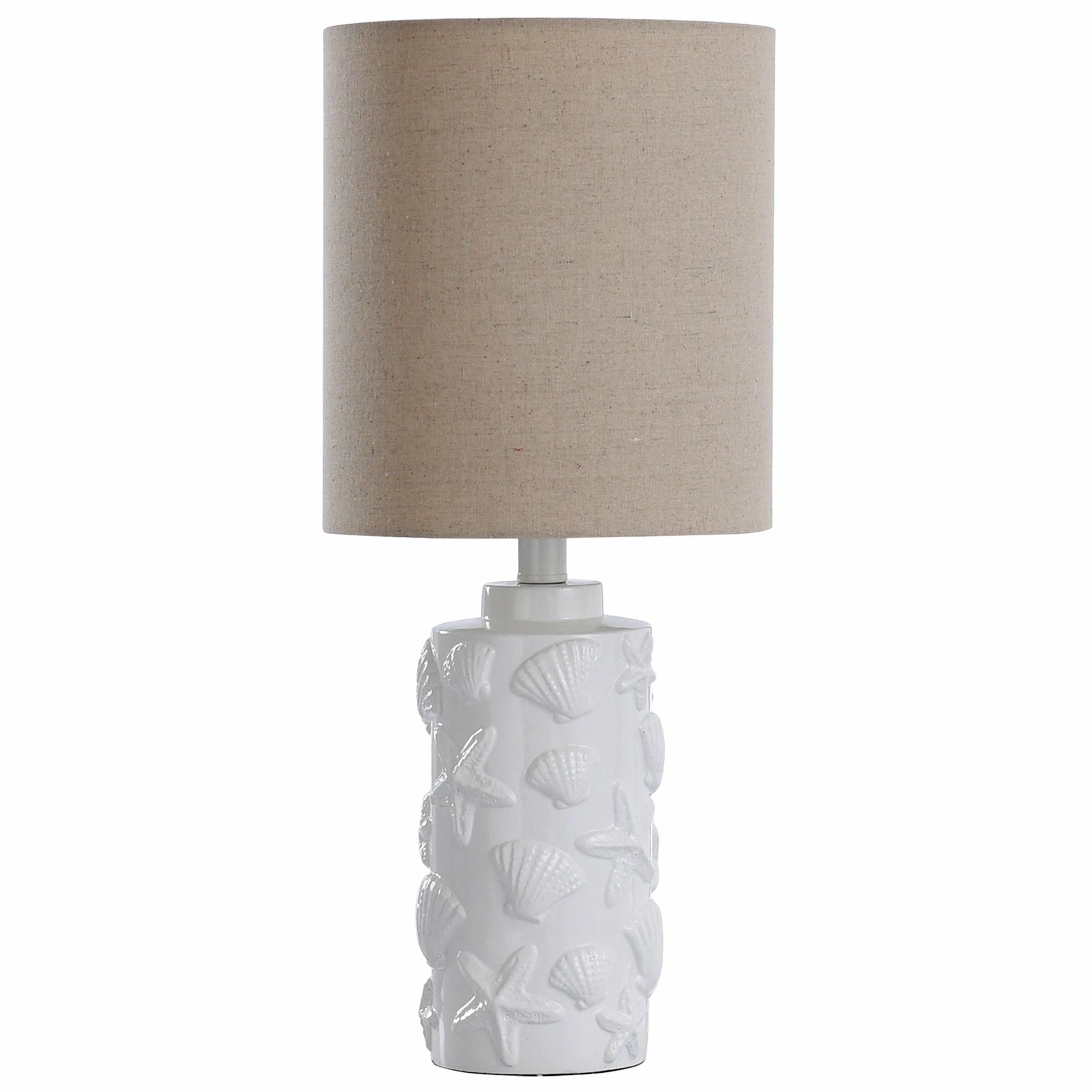 Hot Sale ๐งจ StyleCraft Home Collection StyleCraft Seashell Motif White Table Lamp - White Hardback Fabric Shade ๐ - Image 2