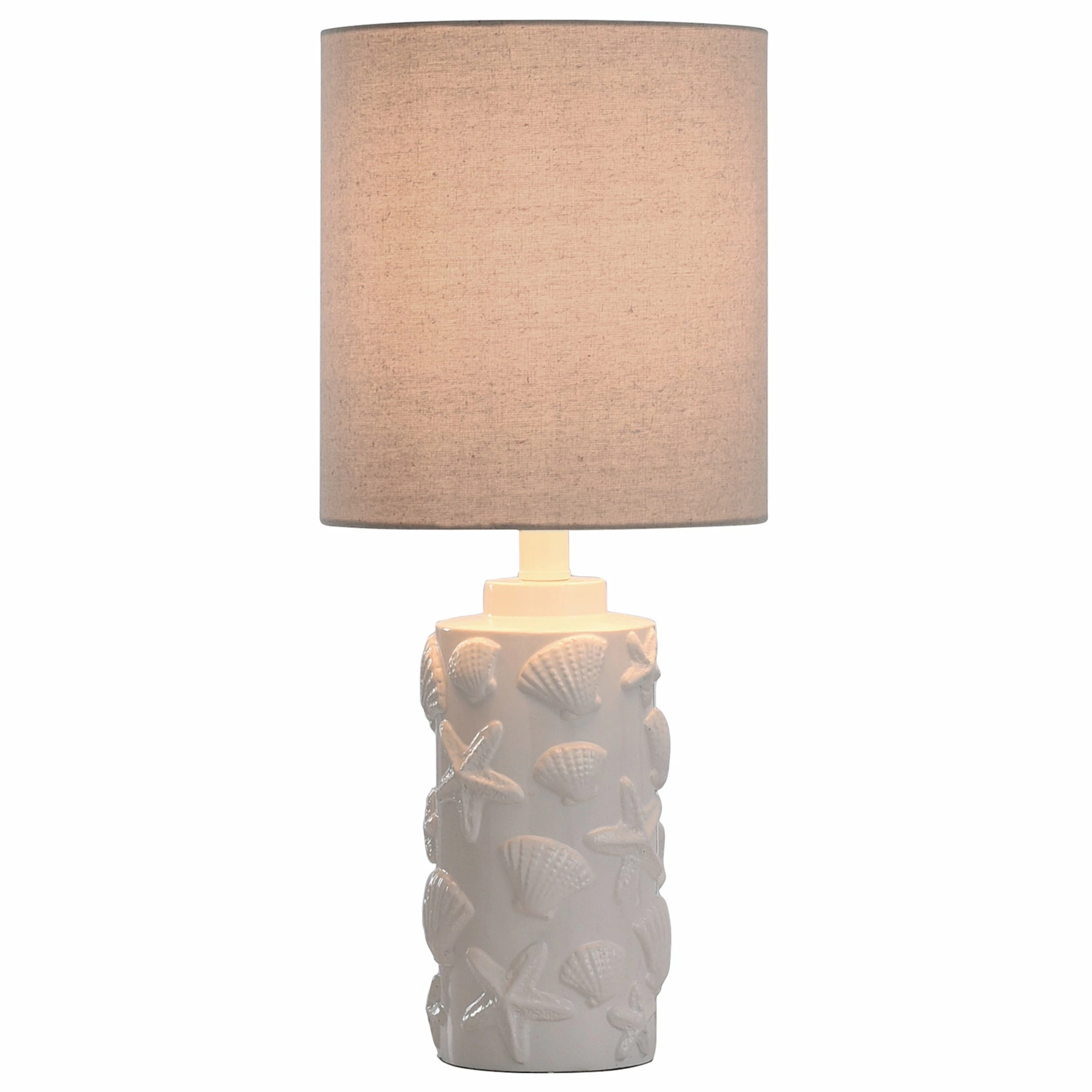 Hot Sale ๐งจ StyleCraft Home Collection StyleCraft Seashell Motif White Table Lamp - White Hardback Fabric Shade ๐ - Image 3