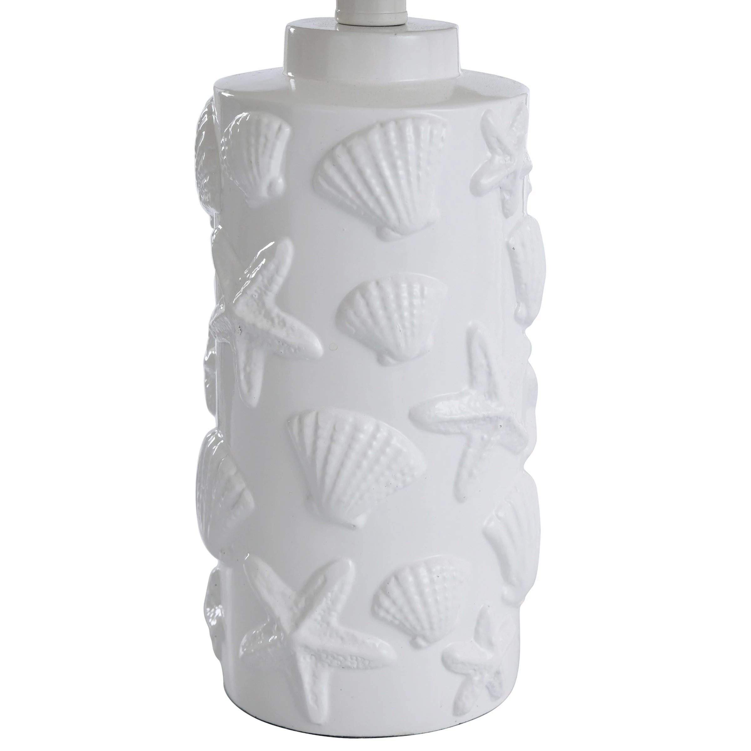 Hot Sale ๐งจ StyleCraft Home Collection StyleCraft Seashell Motif White Table Lamp - White Hardback Fabric Shade ๐ - Image 4