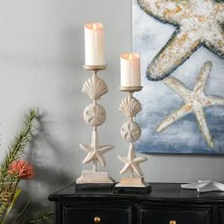 Cheap ❤️ StyleCraft Home Collection StyleCraft Seaside Sand Stone Candleholders (Set Of 2) ✨