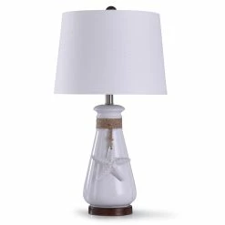 Best Sale 🧨 StyleCraft Home Collection StyleCraft Serenity White Seaside Ceramic Table Lamp With Starfish And Rope Detail 🎉
