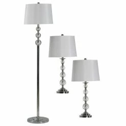 Outlet ✨ StyleCraft Home Collection StyleCraft Chrome And Glass Accent Lamps (Set Of 3) ✨
