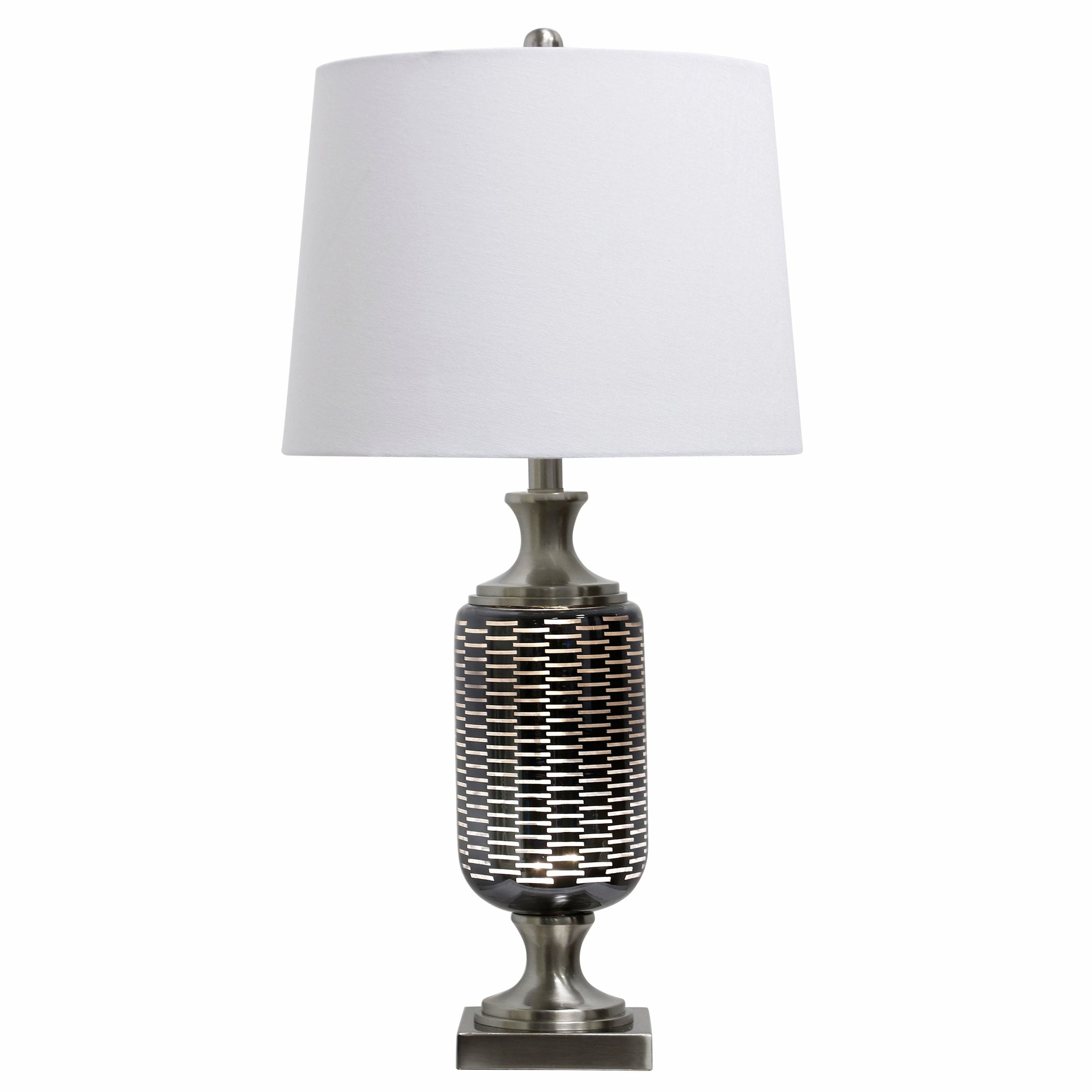 Best Pirce ๐ฅฐ StyleCraft Home Collection Silvio Silver With Dark Gray Smoked Etched Glass Table Lamp With Off-White Drum Shade ๐