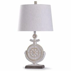 Best Sale 🌟 StyleCraft Home Collection StyleCraft Somerland Weathered Ivor And Brown Nautical Compass Table Lamp With Anchor And Rope Detail 🎁