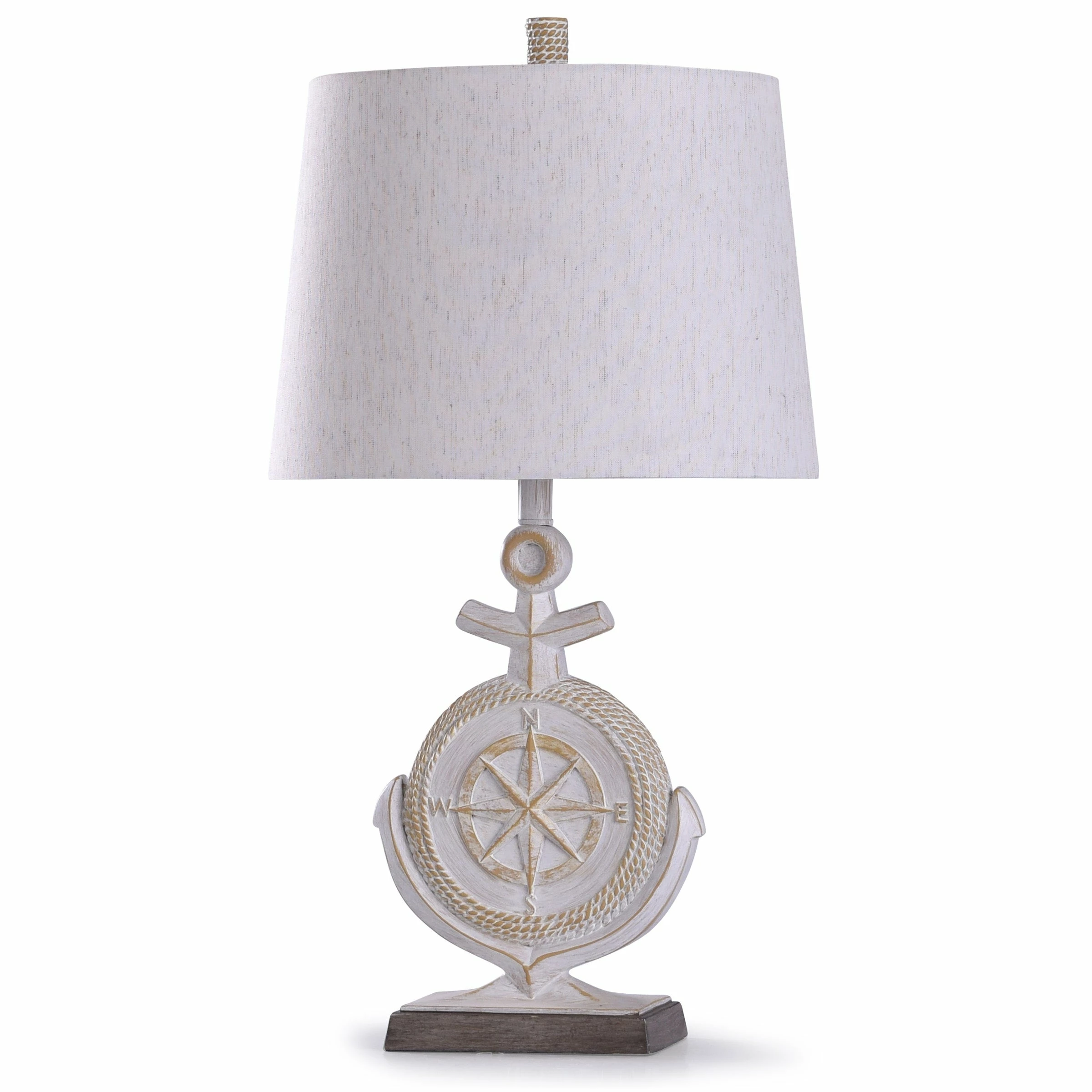 Best Sale ๐ StyleCraft Home Collection StyleCraft Somerland Weathered Ivor And Brown Nautical Compass Table Lamp With Anchor And Rope Detail ๐