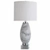 Best Pirce 🤩 StyleCraft Home Collection StyleCraft St. Austell Steel Swirl Glass Table Lamp With Gray And White Drum Shade 🔥