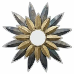 Hot Sale ⭐ StyleCraft Home Collection StyleCraft Star Struck Petal Gold And Silver Wall Mirror 🛒