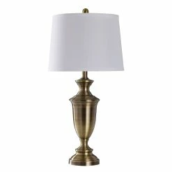 Brand new 👍 StyleCraft Home Collection StyleCraft Steele Antique Brass Table Lamp - Heavy White Shade 🎁