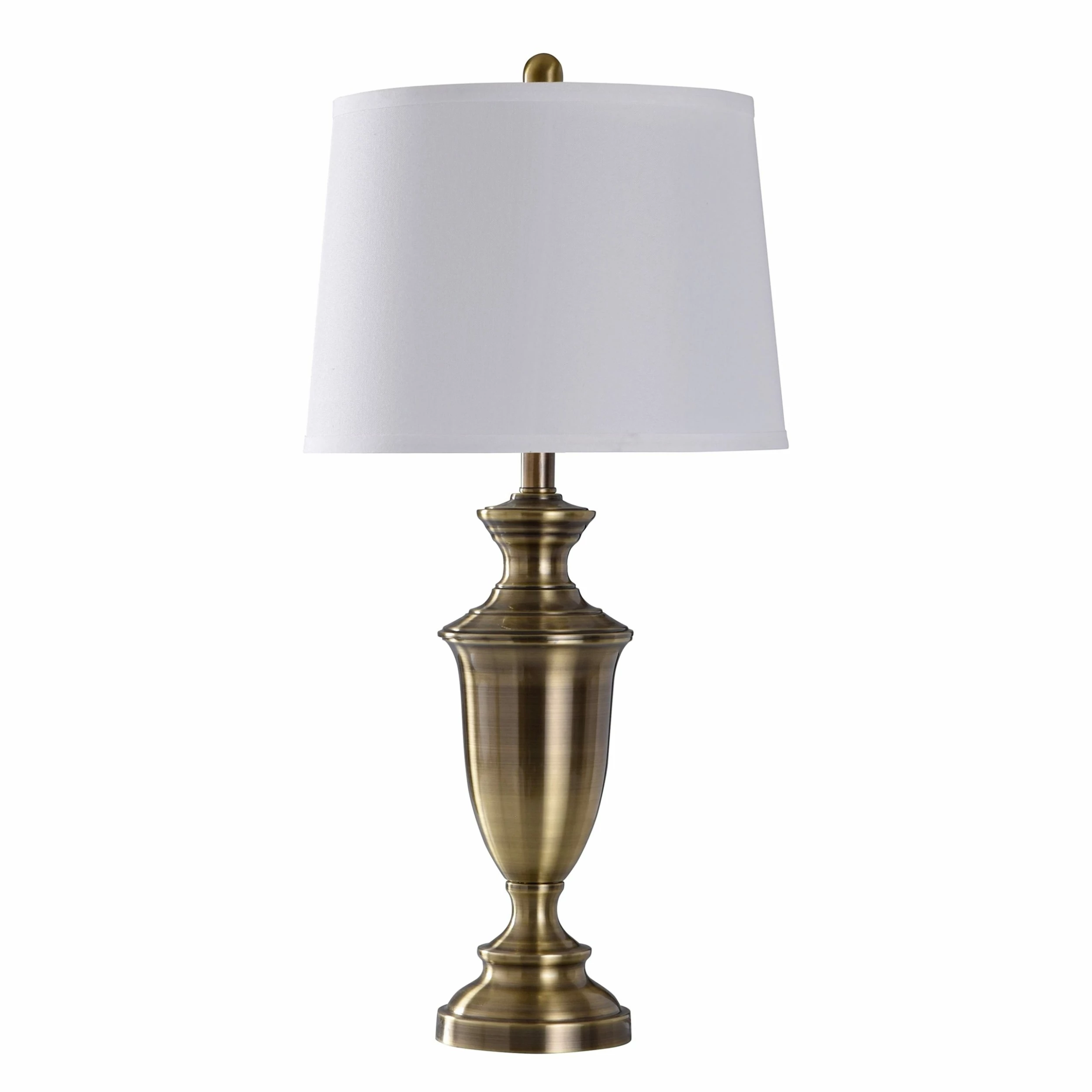 Brand new π StyleCraft Home Collection StyleCraft Steele Antique Brass Table Lamp - Heavy White Shade π