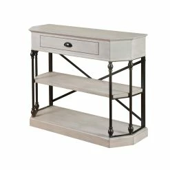 Best reviews of 😍 StyleCraft Home Collection StyleCraft 3-tier Single Drawer Antique White Clipped Corner Console Table - Black Metal Frame ❤️