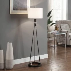 Promo ✔️ StyleCraft Home Collection StyleCraft Accolti Round Black Nickel Metal Floor Lamp With Crystal Accent ⭐