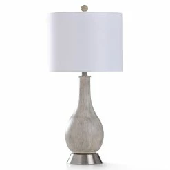 New 🔥 StyleCraft Home Collection StyleCraft Aged Egg Shell Painted Base With A Brushed Steel Metal Base Table Lamp 😉