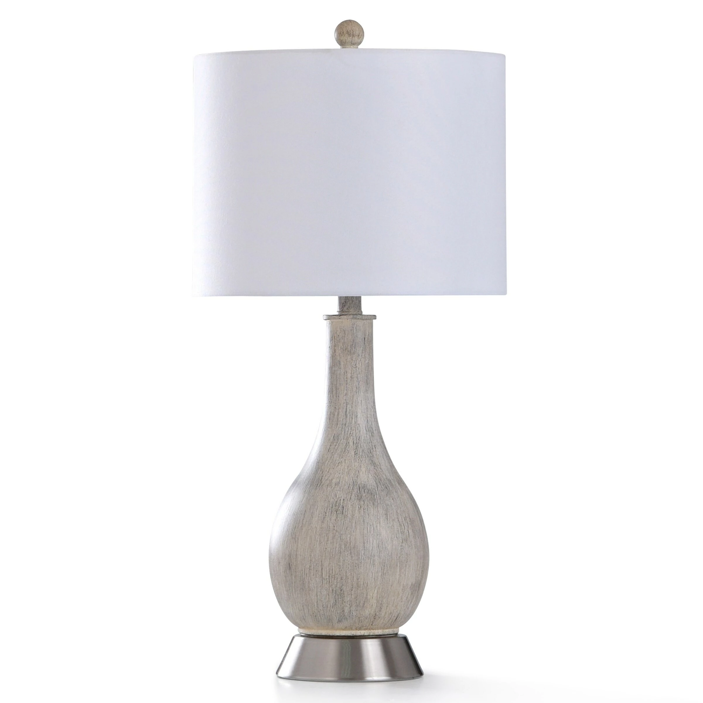 New 🔥 StyleCraft Home Collection StyleCraft Aged Egg Shell Painted Base With A Brushed Steel Metal Base Table Lamp 😉