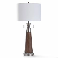 Brand new 🤩 StyleCraft Home Collection StyleCraft Allerton Dark Painted Wood With Brushed Steel Metal And Clear Acrylic Table Lamp 🎉