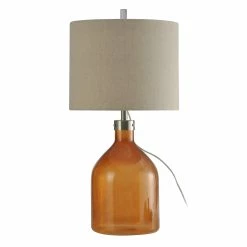 New 👏 StyleCraft Home Collection StyleCraft Amber Table Lamp - Beige Hardback Fabric Shade 🌟