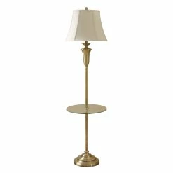 Hot Sale 🔥 StyleCraft Home Collection StyleCraft Antique Brass Floor Lamp - Natural Linen Fabric Shade ⭐