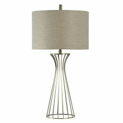 Outlet 😀 StyleCraft Home Collection StyleCraft Antique Brass Table Lamp - Beige Hardback Fabric Shade 💯