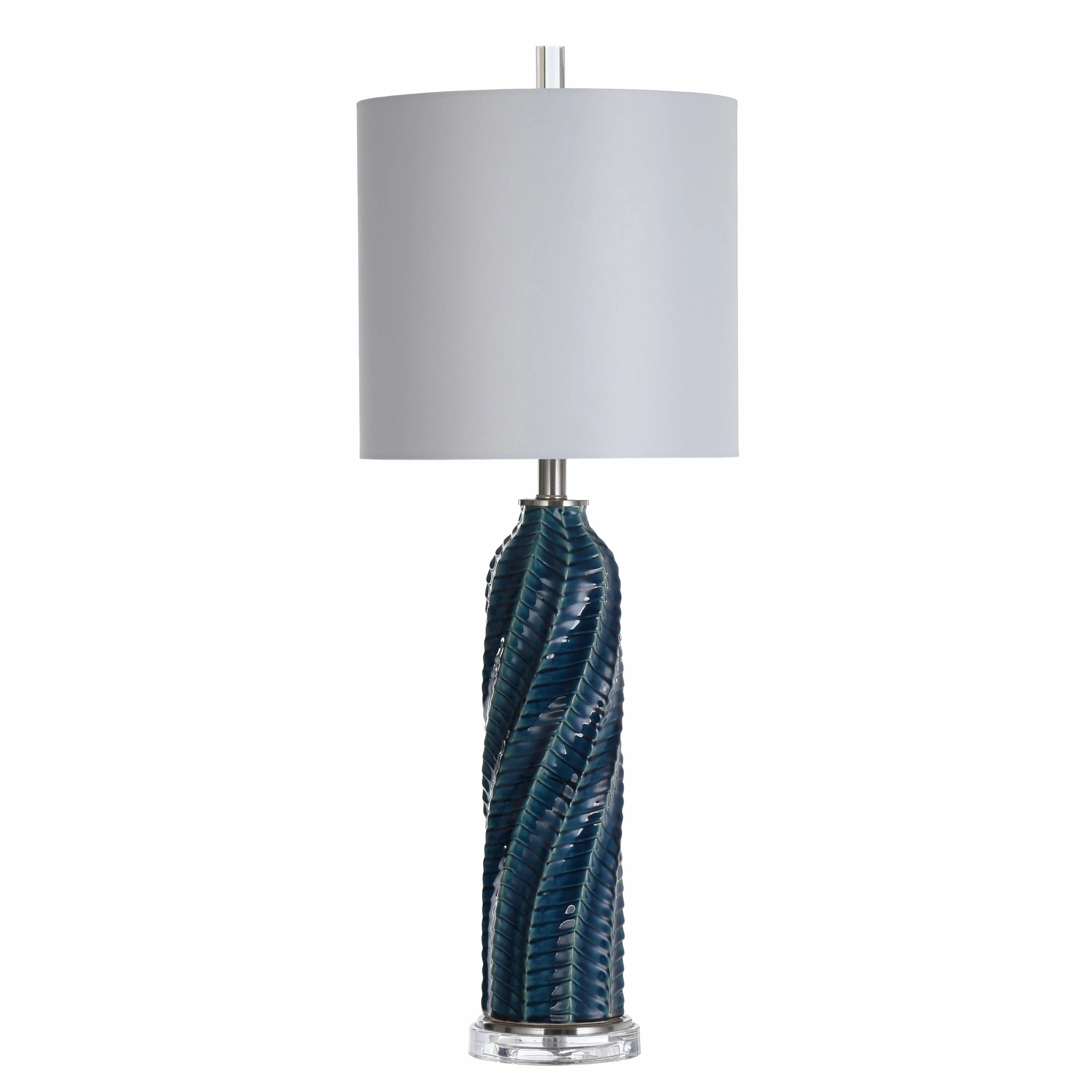 Top 10 π― StyleCraft Home Collection StyleCraft Arezzo Cylindrical Table Lamp With Diagonal Texture And Acrylic Base β¨ - Image 2