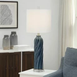 Top 10 💯 StyleCraft Home Collection StyleCraft Arezzo Cylindrical Table Lamp With Diagonal Texture And Acrylic Base ✨