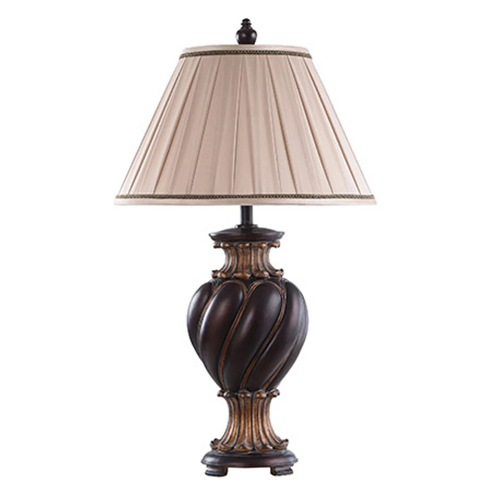 Outlet π₯° StyleCraft Home Collection StyleCraft Barbados Dark Brown With Khasi Silver Table Lamp - Cream Fabric Shade π - Image 2