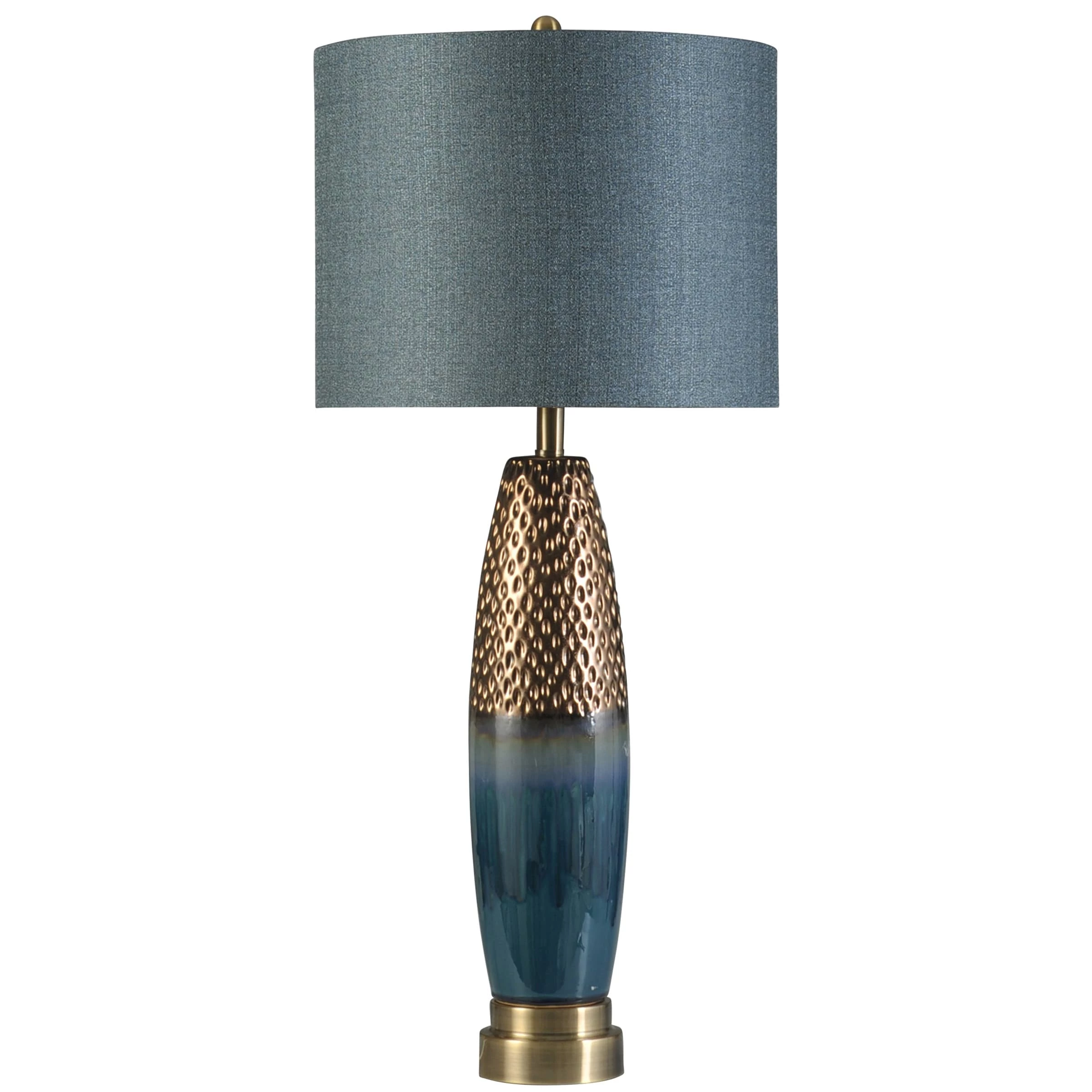 New π€© StyleCraft Home Collection StyleCraft Bedford Blue And Copper Table Lamp - Blue Shade π₯