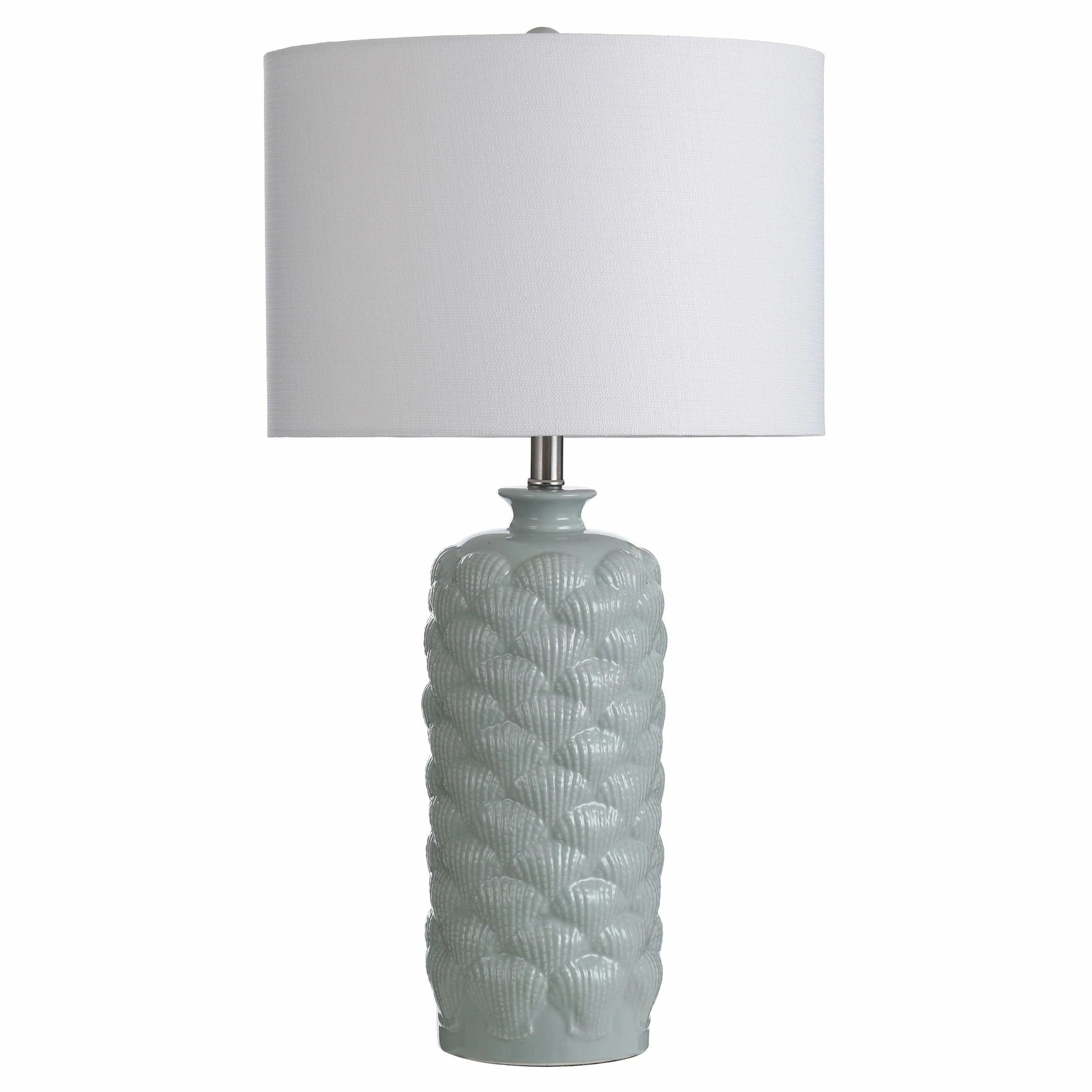 Best Pirce ๐ StyleCraft Home Collection StyleCraft Bedok Light Blue Round Textured Ceramic Table Lamp ๐ - Image 2