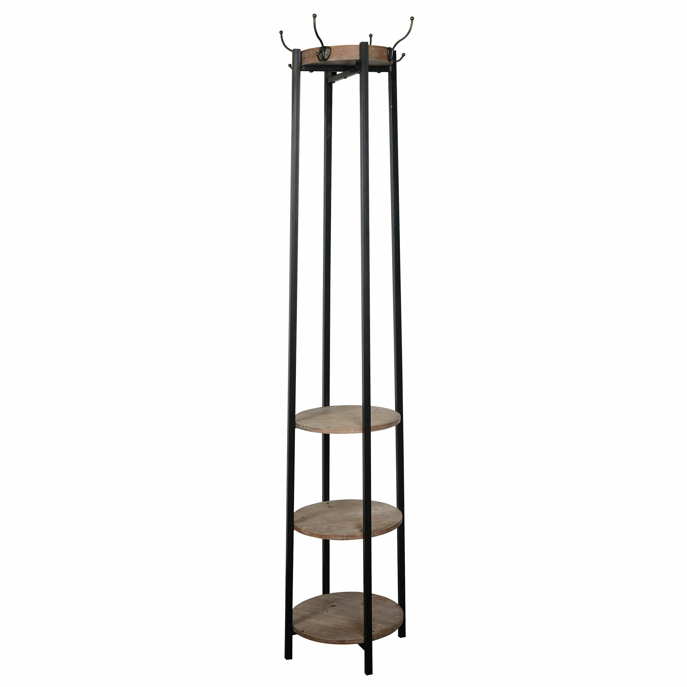 Wholesale ๐งจ StyleCraft Home Collection StyleCraft Black And Brown Four Hook ๐งฅ Coat Rack With Shelves ๐ - Image 2