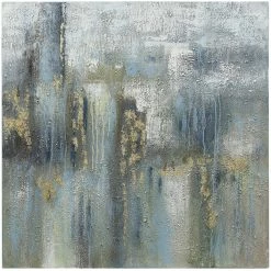 Cheap 😍 StyleCraft Home Collection StyleCraft Blue Ablution Hand Painted Blue And Gold Foil Abstract On Stretched Canvas 🔔