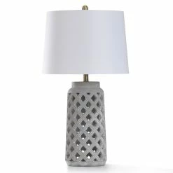 Budget 🛒 StyleCraft Home Collection StyleCraft Bondi Gray Open Lattice Work In Washed Cement Table Lamp 🔔