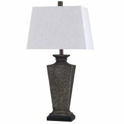 Discount 🛒 StyleCraft Home Collection StyleCraft Bossier Bronze Table Lamp - White Shade ⭐