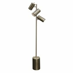 New 🔔 StyleCraft Home Collection StyleCraft Brass Steel Floor Lamp - Brushed Steel Metal Shade 🎁